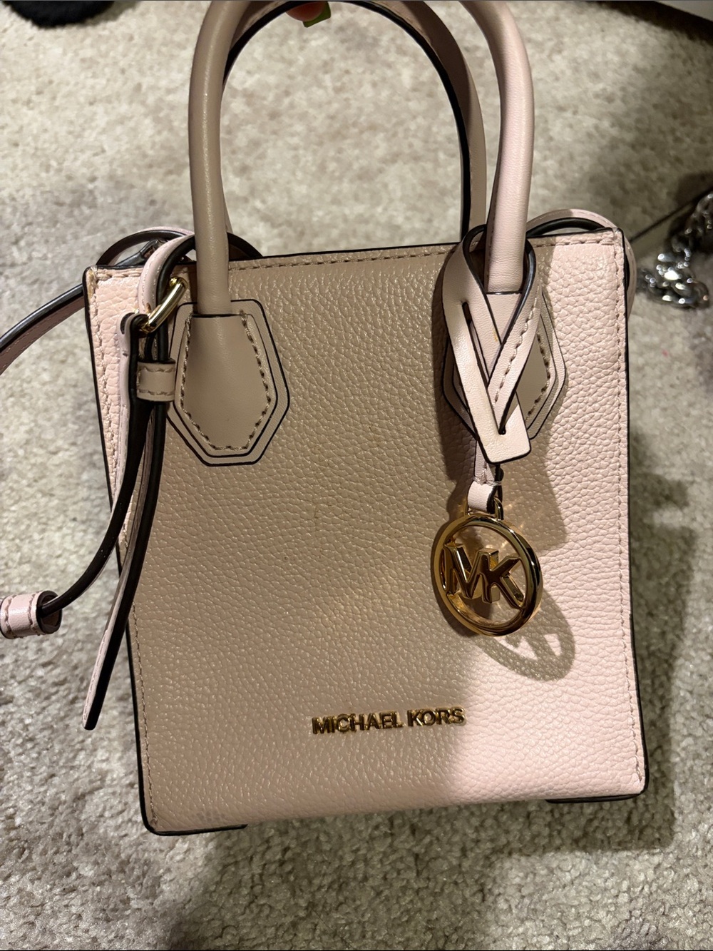 Michael Kors Pink and Taupe Mini Tote with Gold Hardware